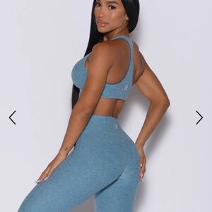 Bombshell heathered blue tie up top and scrunch bottoms